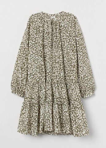 Оливковое (хаки) кэжуал платье оверсайз H&M леопардовый