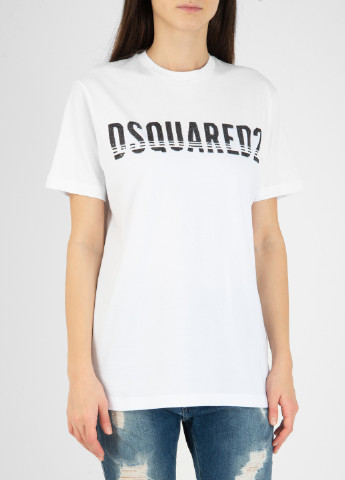 Белая летняя футболка Dsquared2