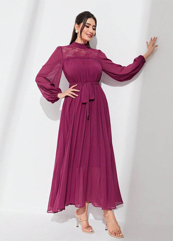 Бордова кежуал, святковий сукня кльош SHEIN однотонна