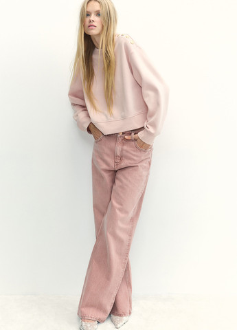 Світло-рожевий світшот H&M однотонний гудзики (362622194)