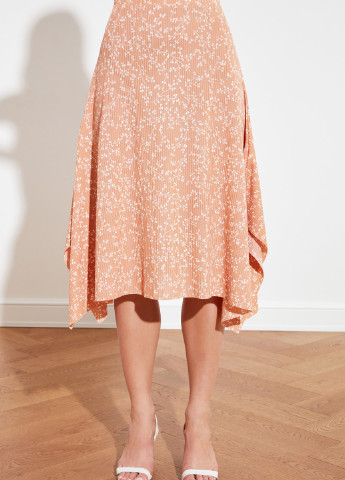 Персиковая кэжуал юбка Trendyol клешированная