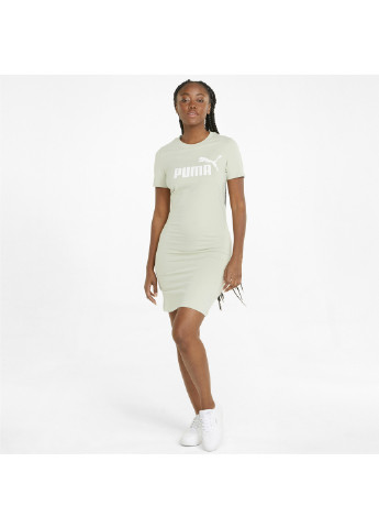 Плаття Essentials Women's Slim Tee Dress Puma однотонна зелена спортивна бавовна, поліестер, еластан