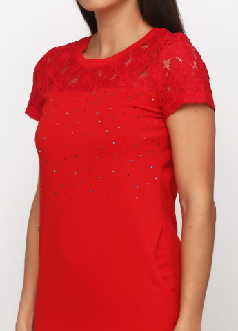 Красное домашнее платье платье-футболка WJLD VE однотонное