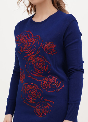 Синя кежуал сукня сукня светр Imperial троянди