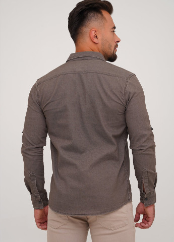 Серо-коричневая джинсовая рубашка однотонная Trend Collection