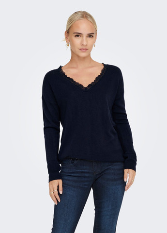 Темно-синий демисезонный пуловер пуловер Only