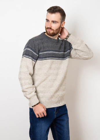 Серый демисезонный свитер мужской джемпер ISSA PLUS GN4-82
