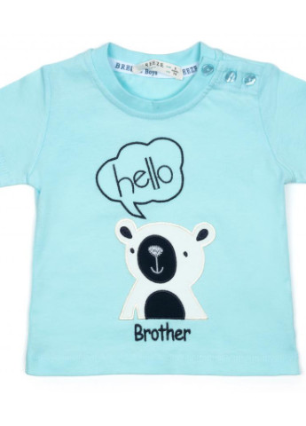 Голубой летний костюм десткий "hello brother" (14307-74b-blue) Breeze