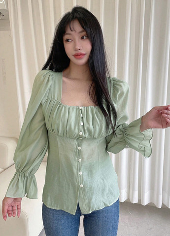 Светло-бирюзовая блуза SHEIN