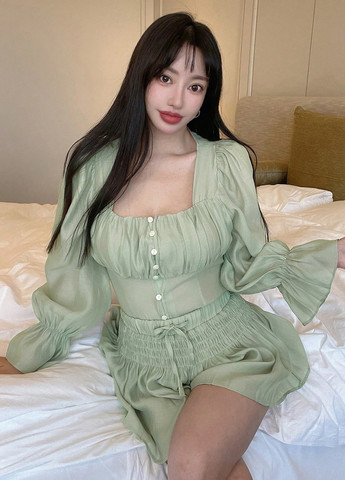 Светло-бирюзовая блуза SHEIN