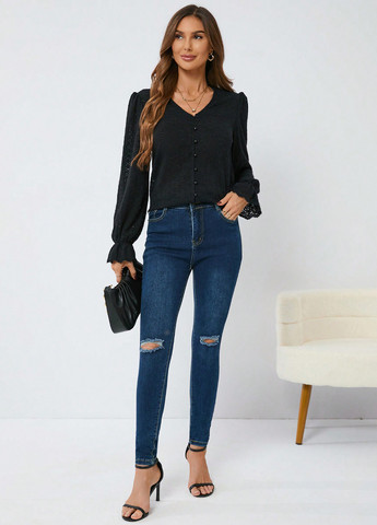 Чёрная блуза SHEIN