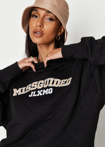 Чорний світшот Missguided напис без декору (260379203)