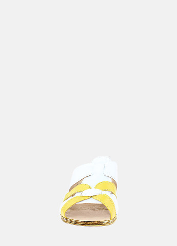 Белые шлепанцы roлана62-1 белый-жёлтый Olevit