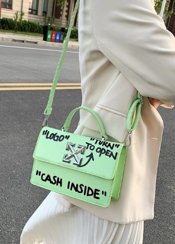 Жіноча класична сумка крос-боді через плече CASH INSIDE зелена салатова NoName (251204316)