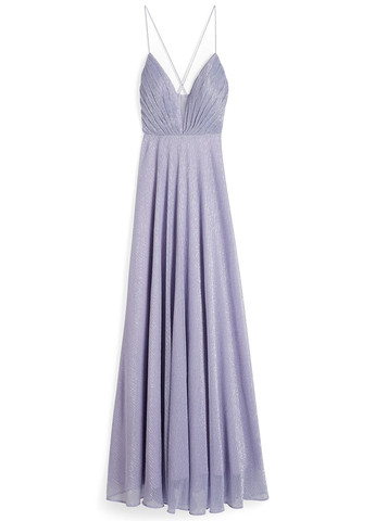 Сиреневое вечернее платье клеш, с открытой спиной C&A однотонное