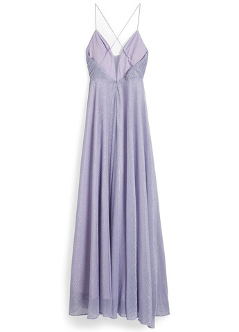 Сиреневое вечернее платье клеш, с открытой спиной C&A однотонное