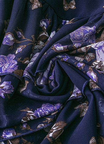 Темно-синее кэжуал платье а-силуэт SHEIN с цветочным принтом