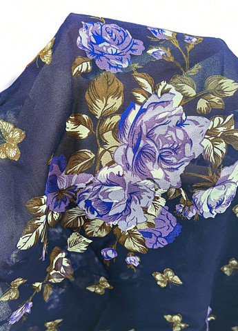 Темно-синее кэжуал платье а-силуэт SHEIN с цветочным принтом