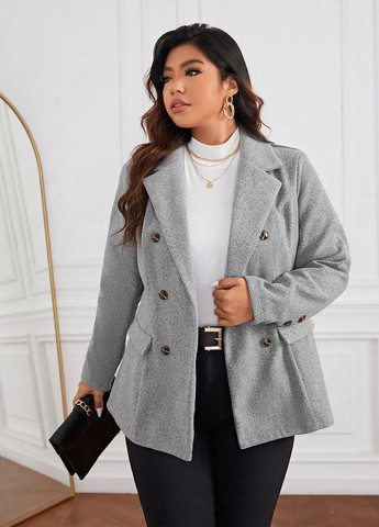 Сіре Кежуал, Діловий півпальто двобортне SHEIN меланж