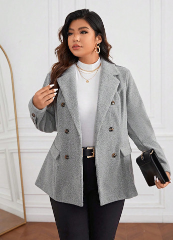 Сіре Кежуал, Діловий півпальто двобортне SHEIN меланж