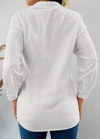 Белая кэжуал рубашка однотонная SHEIN