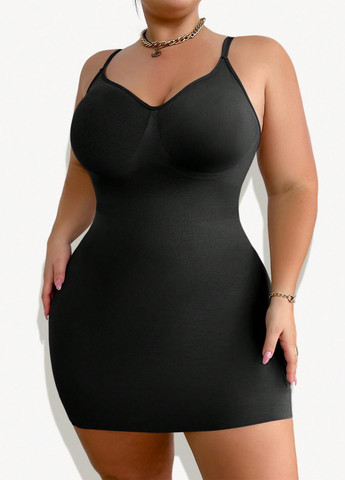 Чорна домашній сукня силуетна SHEIN однотонна