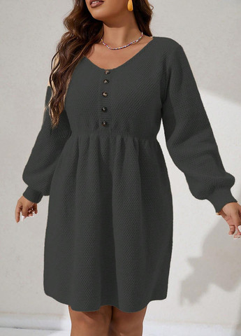 Серое кэжуал платье платье-свитер SHEIN однотонное