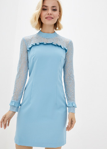 Голубое кэжуал платье футляр Luzana однотонное