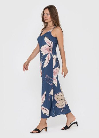 Синее кэжуал платье-комбинация платье-комбинация BeART с цветочным принтом