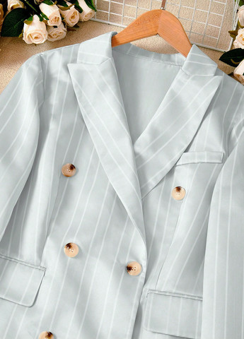 Серебряный женский жакет SHEIN однотонный - демисезонный