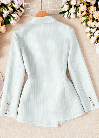 Серебряный женский жакет SHEIN однотонный - демисезонный