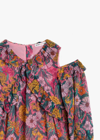 Комбинированное кэжуал платье а-силуэт KOTON с цветочным принтом