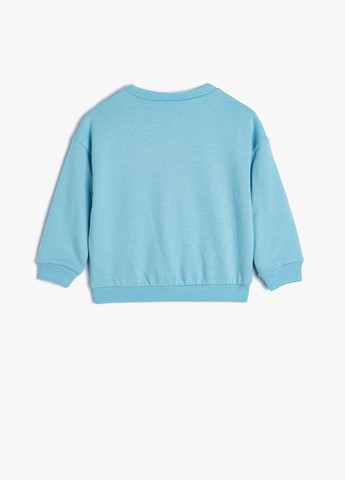 KOTON світшот малюнок світло-бірюзовий кежуал бавовна