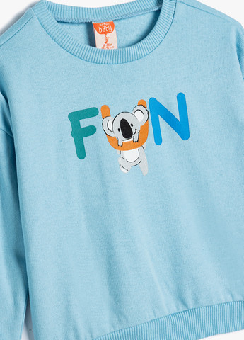 KOTON світшот малюнок світло-бірюзовий кежуал бавовна