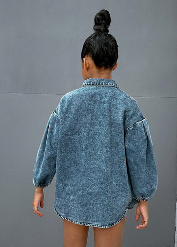 Темно-синяя джинсовая рубашка варенка SHEIN