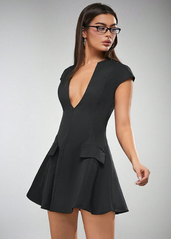 Чорна кежуал сукня а-силует SHEIN однотонна