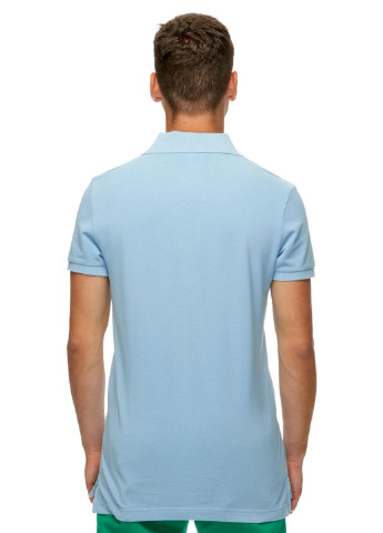 Голубой футболка-поло для мужчин United Colors of Benetton однотонная