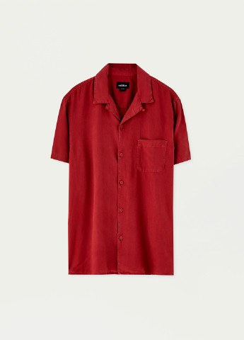 Темно-красная кэжуал рубашка однотонная Pull & Bear