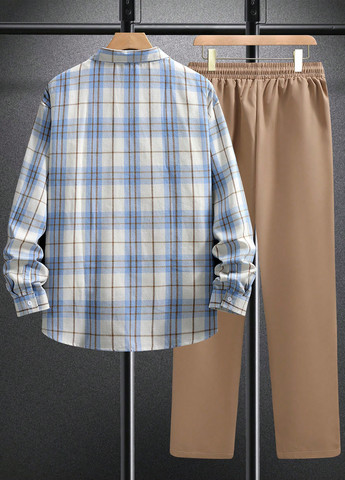 Комбинированный демисезонный костюм (рубашка, брюки) брючный SHEIN