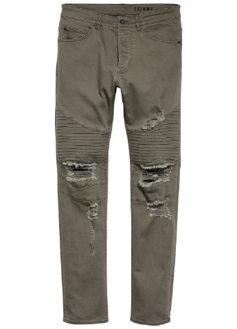 Хаки демисезонные скинни фит джинсы H&M