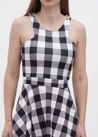 Черно-белое кэжуал платье клеш Gossip в клетку