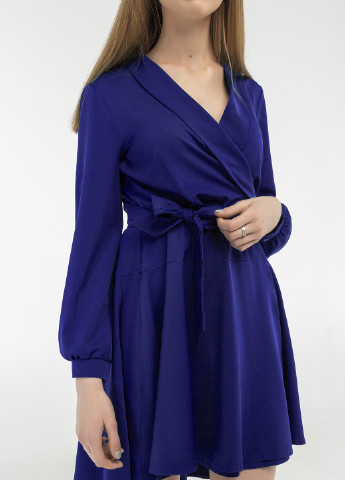 Темно-синее кэжуал платье на запах Viravi Wear однотонное