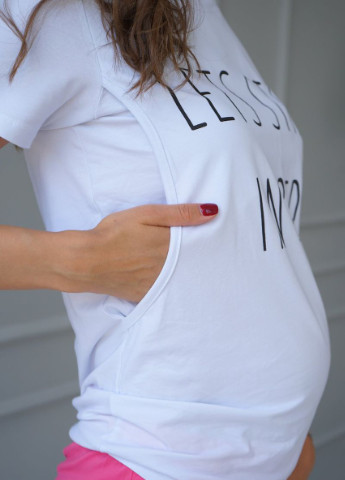 Белая летняя футболка для беременных и кормящих мам с секретом для кормления To Be