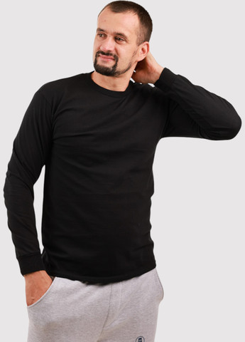 Черный демисезонный кэжуал лонгслив Gildan однотонный