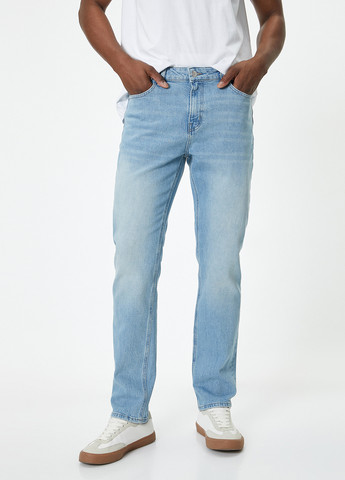 Голубые демисезонные зауженные джинсы KOTON