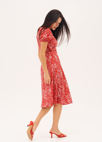 Красное повседневный платье ISSA PLUS с цветочным принтом