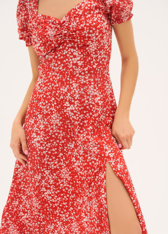 Красное повседневный платье ISSA PLUS с цветочным принтом