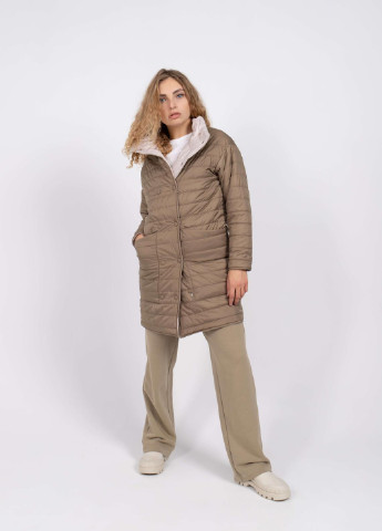 Оливковая зимняя двусторонняя женская куртка Feel and Fly Bethany Short Olive / Ivory