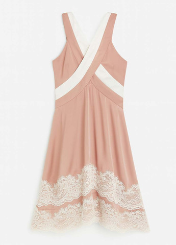 Бледно-розовое кэжуал платье клеш Sassofono колор блок