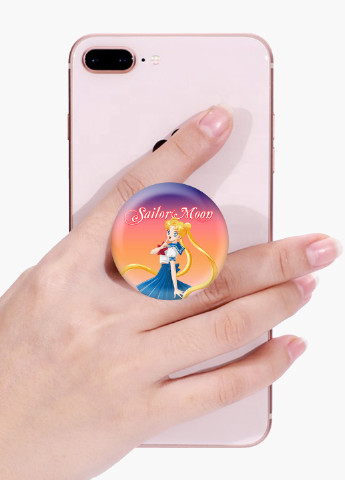 Попсокет (Popsockets) тримач для смартфону Сейлор Мун (Sailor Moon) (8754-2928) Чорний MobiPrint (229014753)